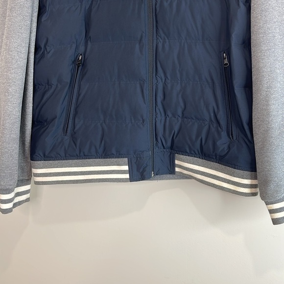 American Eagle Men’s Puffer Varsity Bomber Jacket Navy Blue Grey Lightweight XL - Picture 4 of 12